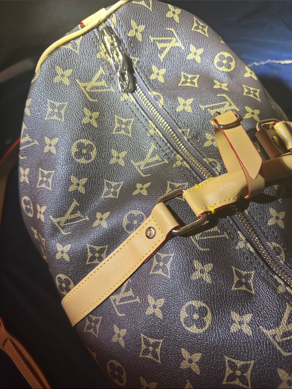 Louis Vuitton Brown Monogram Keepall 55 Bandelouliere Duffel w/Vachetta Trim - Picture 3 of 13